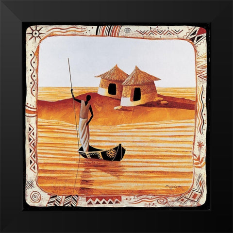 Le piroguier Black Modern Wood Framed Art Print by Moga