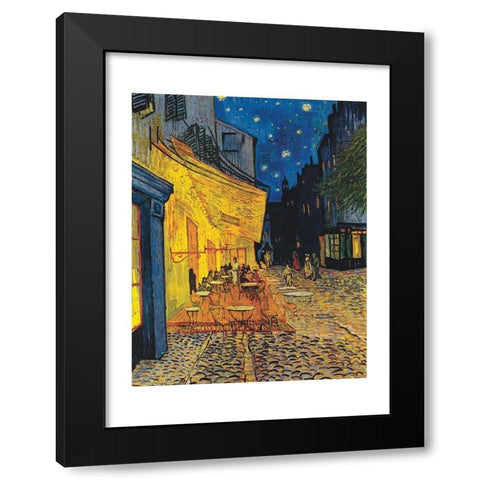 Le cafe, le soir Black Modern Wood Framed Art Print by van Gogh, Vincent