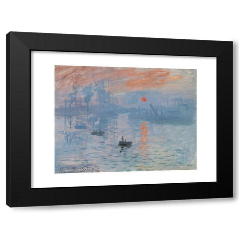 Impression, soleil levant Black Modern Wood Framed Art Print with Double Matting by Monet, Claude