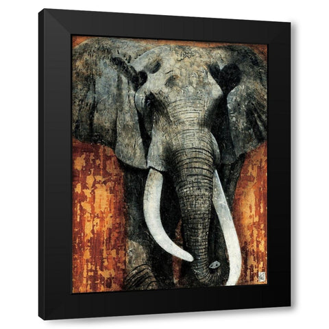 Elephant Black Modern Wood Framed Art Print by Arietti, Fabienne