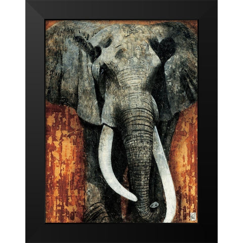 Elephant Black Modern Wood Framed Art Print by Arietti, Fabienne