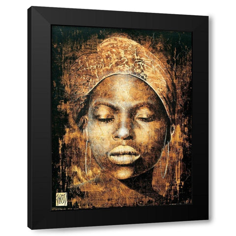 Les yeux fermes Black Modern Wood Framed Art Print with Double Matting by Arietti, Fabienne