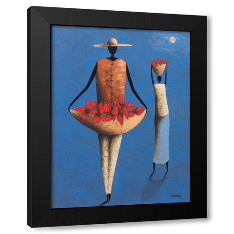 Au retour Black Modern Wood Framed Art Print with Double Matting by Rauscher, Michel
