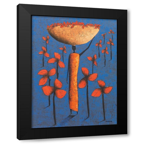 Le champ bleu Black Modern Wood Framed Art Print with Double Matting by Rauscher, Michel