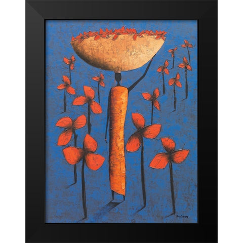 Le champ bleu Black Modern Wood Framed Art Print by Rauscher, Michel
