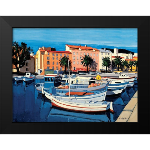Barques de pecheurs dans le port dAjaccio Black Modern Wood Framed Art Print by Quilici, Jean-Claude