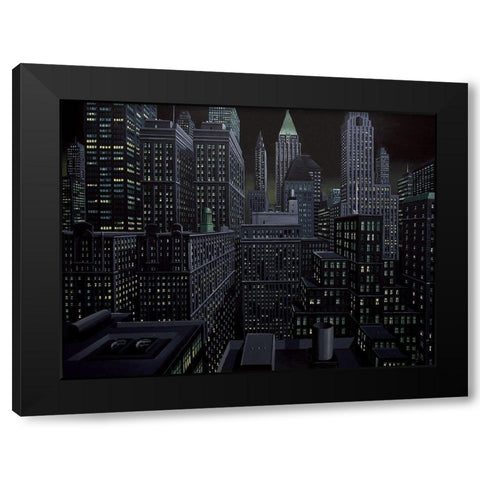 South Manhattan night Black Modern Wood Framed Art Print by Peyret, Eric