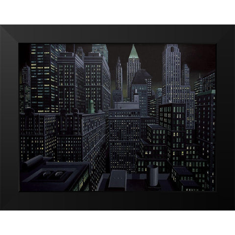 South Manhattan night Black Modern Wood Framed Art Print by Peyret, Eric