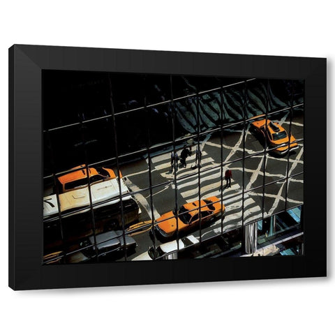 Reflet sur la 42eme rue, Manhattan Black Modern Wood Framed Art Print with Double Matting by Setboun, Michel