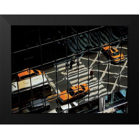 Reflet sur la 42eme rue, Manhattan Black Modern Wood Framed Art Print by Setboun, Michel