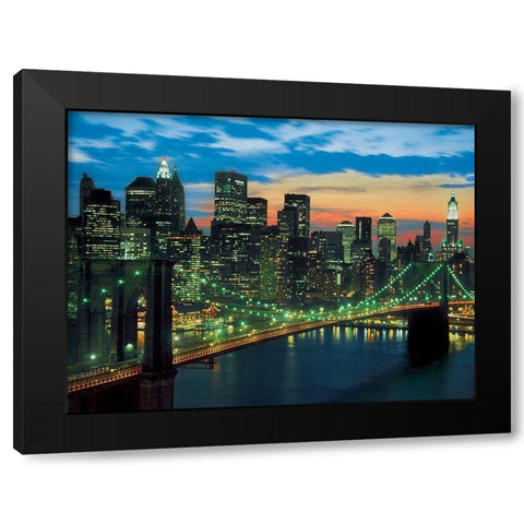 Downtown, Manhattan Black Modern Wood Framed Art Print with Double Matting by Setboun, Michel