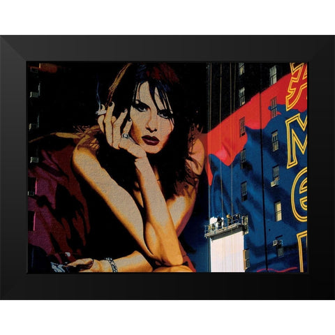 Une publicite, Times Square Black Modern Wood Framed Art Print by Setboun, Michel