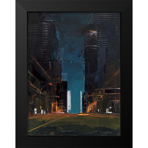 Manhattan by night Black Modern Wood Framed Art Print by Castan, Daniel