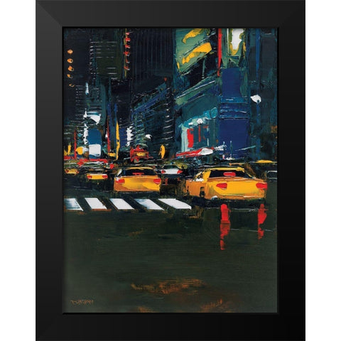 Cabs race Black Modern Wood Framed Art Print by Castan, Daniel