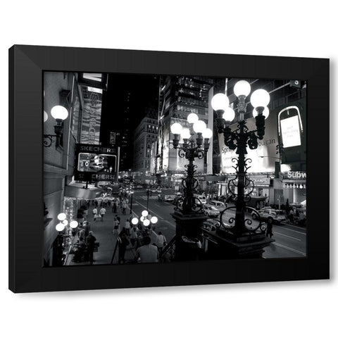 42nd Street at night Black Modern Wood Framed Art Print with Double Matting by Setboun, Michel