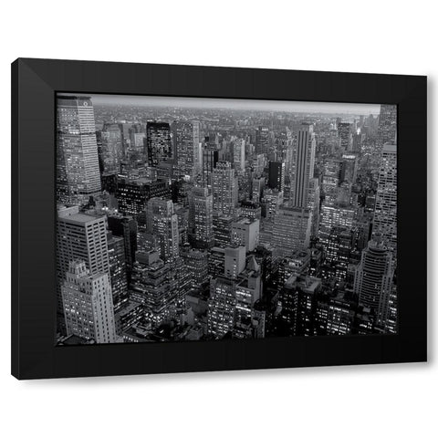 Manhattan Downtown Black Modern Wood Framed Art Print by Setboun, Michel