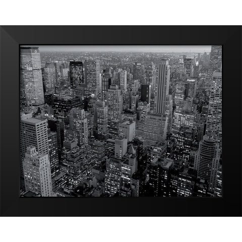 Manhattan Downtown Black Modern Wood Framed Art Print by Setboun, Michel
