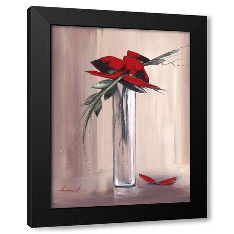 Les fleurs rouges I Black Modern Wood Framed Art Print with Double Matting by Tramoni, Oliver