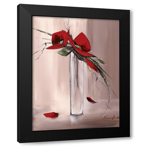 Les fleurs rouges II Black Modern Wood Framed Art Print with Double Matting by Tramoni, Oliver