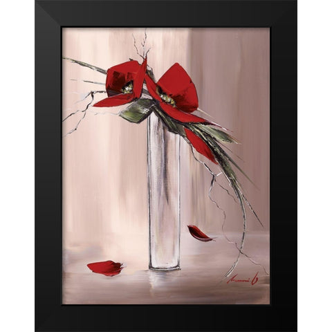 Les fleurs rouges II Black Modern Wood Framed Art Print by Tramoni, Oliver