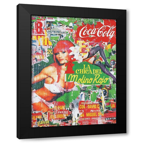 El moulino rojo Black Modern Wood Framed Art Print with Double Matting by Durrey, Laurent