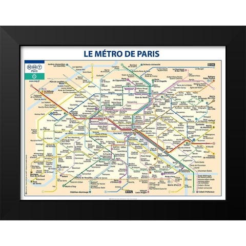 Metro de Paris Black Modern Wood Framed Art Print by Ratp