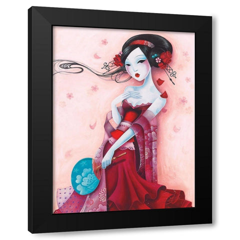 Uchiwa Black Modern Wood Framed Art Print with Double Matting by Sybile