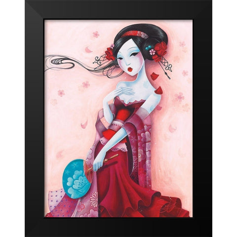 Uchiwa Black Modern Wood Framed Art Print by Sybile