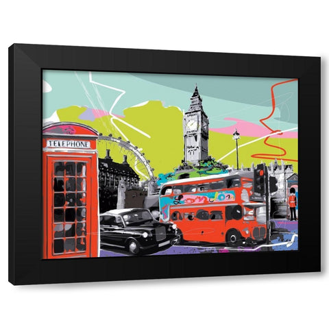 Londres Black Modern Wood Framed Art Print by Tandem