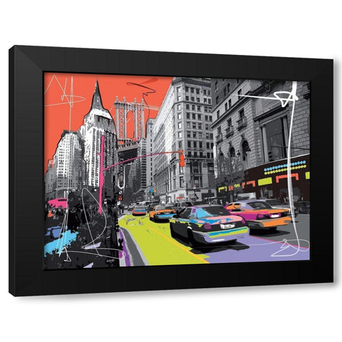 New York Empire State Black Modern Wood Framed Art Print with Double Matting by Tandem