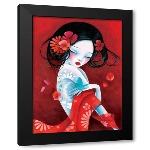 Slinky Black Modern Wood Framed Art Print with Double Matting by Sybile