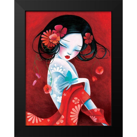 Slinky Black Modern Wood Framed Art Print by Sybile