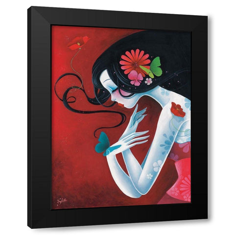 Un cÅ“ur de papillon Black Modern Wood Framed Art Print with Double Matting by Sybile