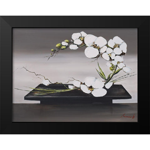 Bonheur dorchideÂ´es blanches II Black Modern Wood Framed Art Print by Tramoni, Oliver