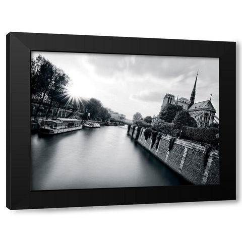 Classic BandW Notre-Dame Black Modern Wood Framed Art Print by AG