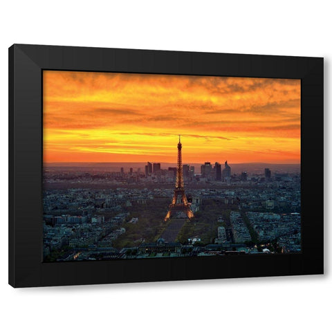 Sunset from Montparnasse Black Modern Wood Framed Art Print by AG