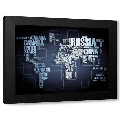 Wording Map Black Modern Wood Framed Art Print by Braun Studio