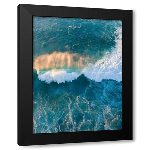 Blue Wave Black Modern Wood Framed Art Print by Braun Studio