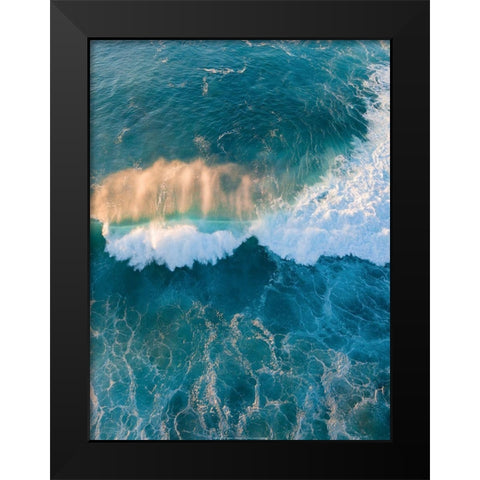 Blue Wave Black Modern Wood Framed Art Print by Braun Studio
