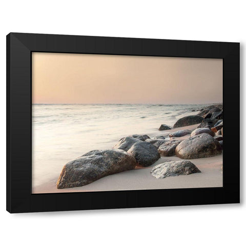 Rochers sur la plage Black Modern Wood Framed Art Print by BRAUN Studio
