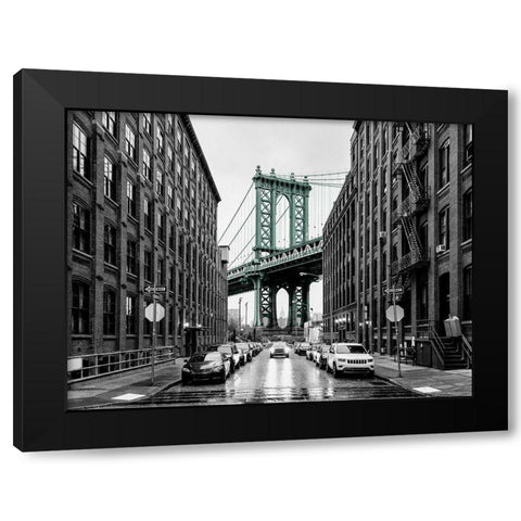 Brooklyn Bridge Black Modern Wood Framed Art Print by BRAUN Studio
