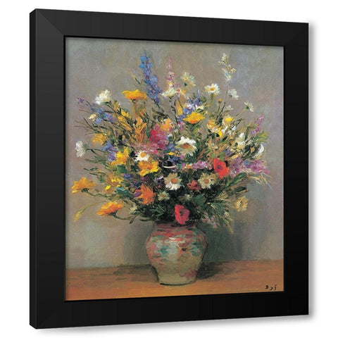 Le bouquet de ma mere Black Modern Wood Framed Art Print by DYF