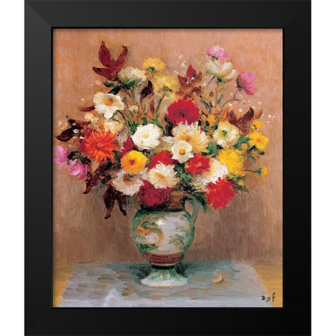 Bouquet de dahlias Black Modern Wood Framed Art Print by DYF