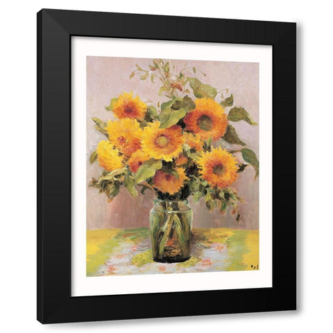 Fleurs de tournesols Black Modern Wood Framed Art Print with Double Matting by DYF