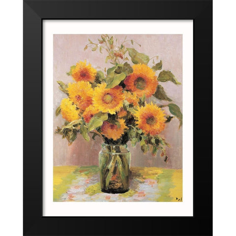 Fleurs de tournesols Black Modern Wood Framed Art Print by DYF