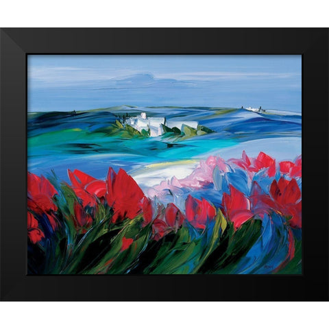 Tulipes Black Modern Wood Framed Art Print by Vadon, Veronique