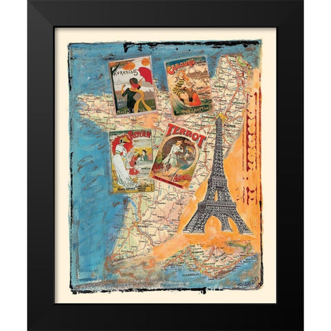 Tour de France Black Modern Wood Framed Art Print by Sigrid, M.