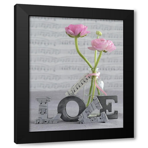 Composition florale - Love Black Modern Wood Framed Art Print with Double Matting by Chatelain, Sonia