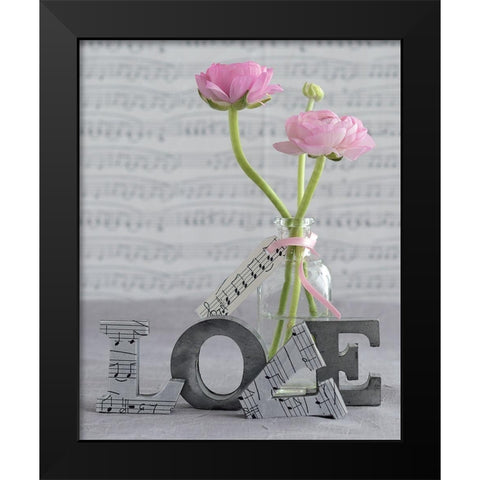Composition florale - Love Black Modern Wood Framed Art Print by Chatelain, Sonia