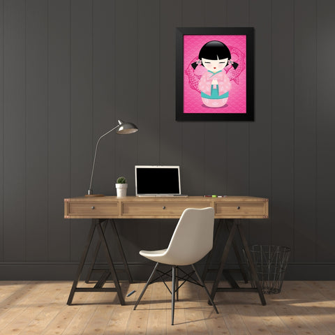 Kokeshis Popcolor II Black Modern Wood Framed Art Print by BRAUN Studio